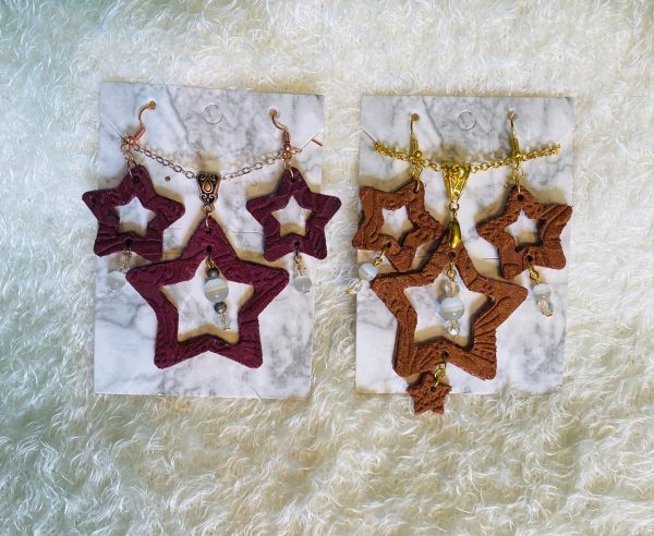 real leather large embossed floating star sets your choice of wine or gold