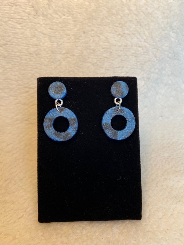 Faux Leather small Blue leopard Earrings