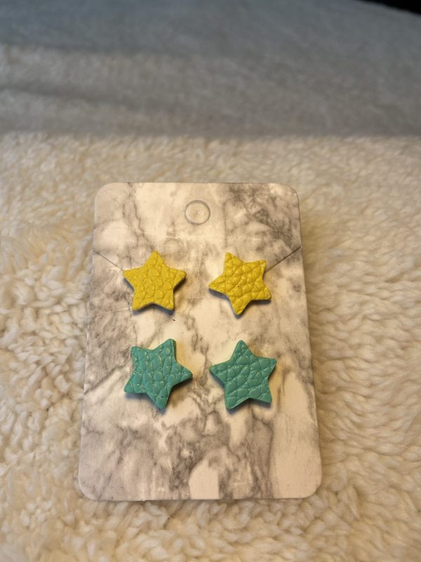 combo faux leather star studs