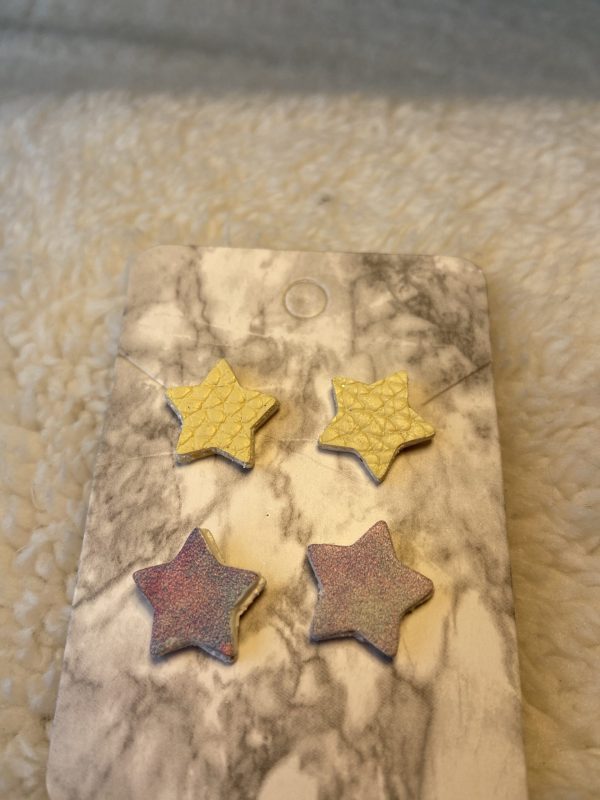 combo faux leather set of 2 stud earrings