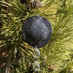 set of three faux leather puff crystal suncatcher in leopard black and navy shimmer - Image 4