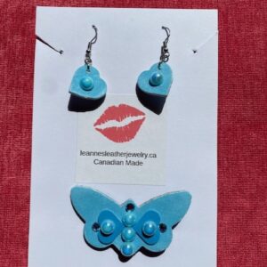 Country Blue Butterfly pin and earring set